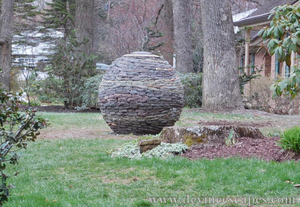 dry stone sphere garden sculpture