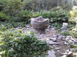 dry stone sphere being built