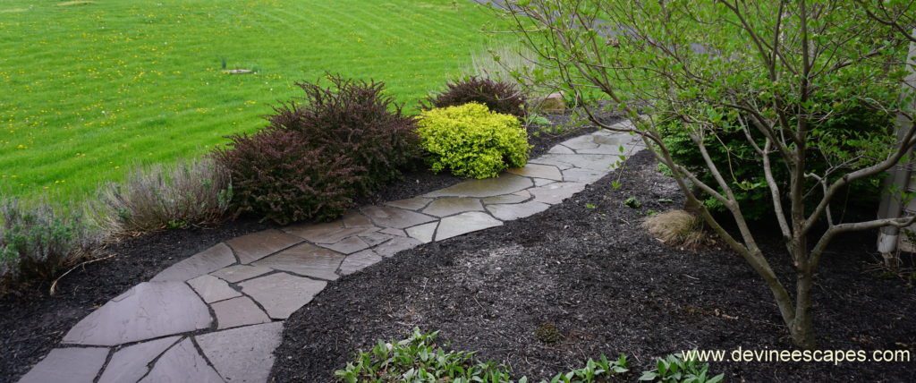 geotextile fabric underneath stone walkway