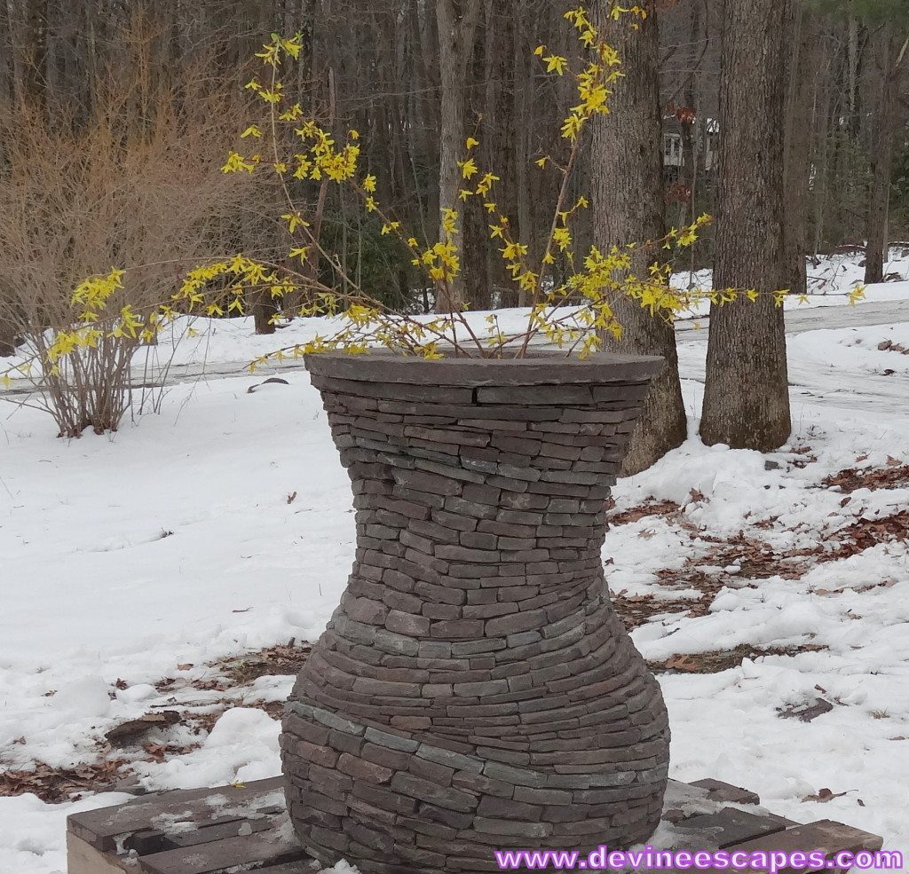 stacked stone vases