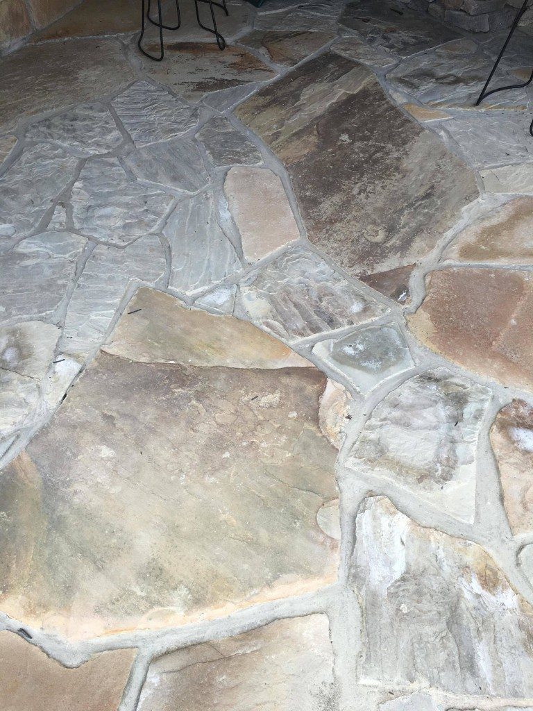 natural flagstone laid in cement