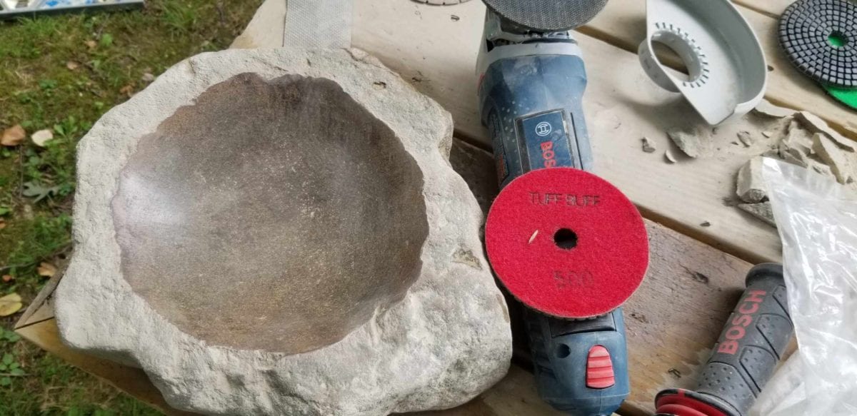 how to polish stone birdbath