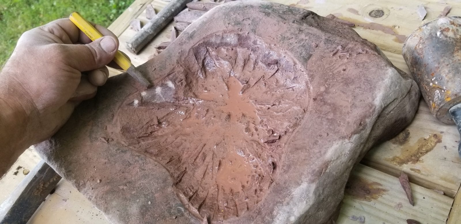 how to hand carve stone birdbath