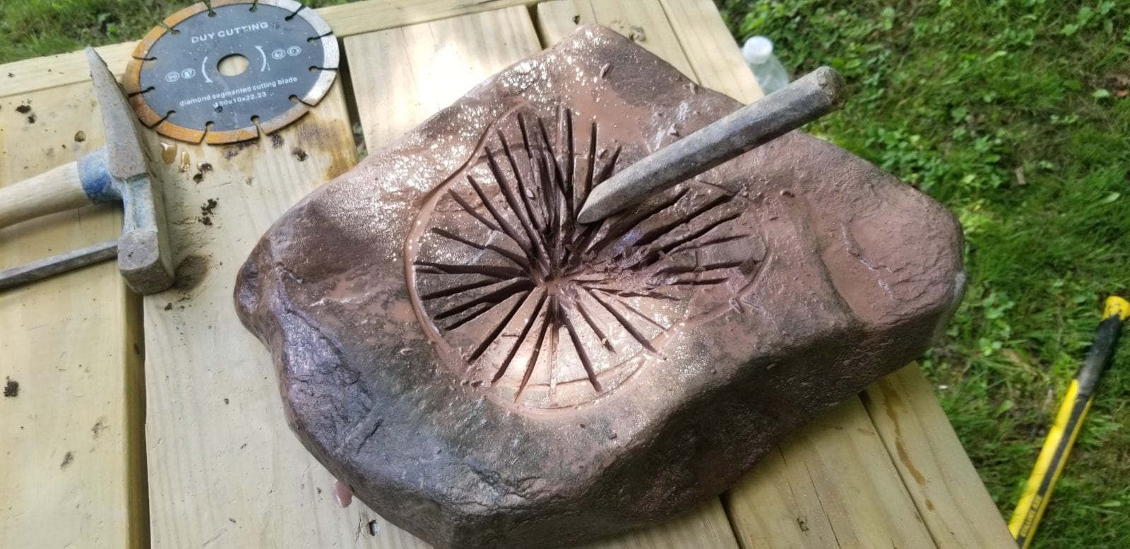 carving a birdbath