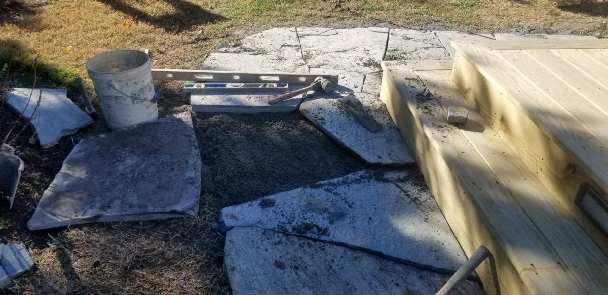 leveling flagstone in stone dust