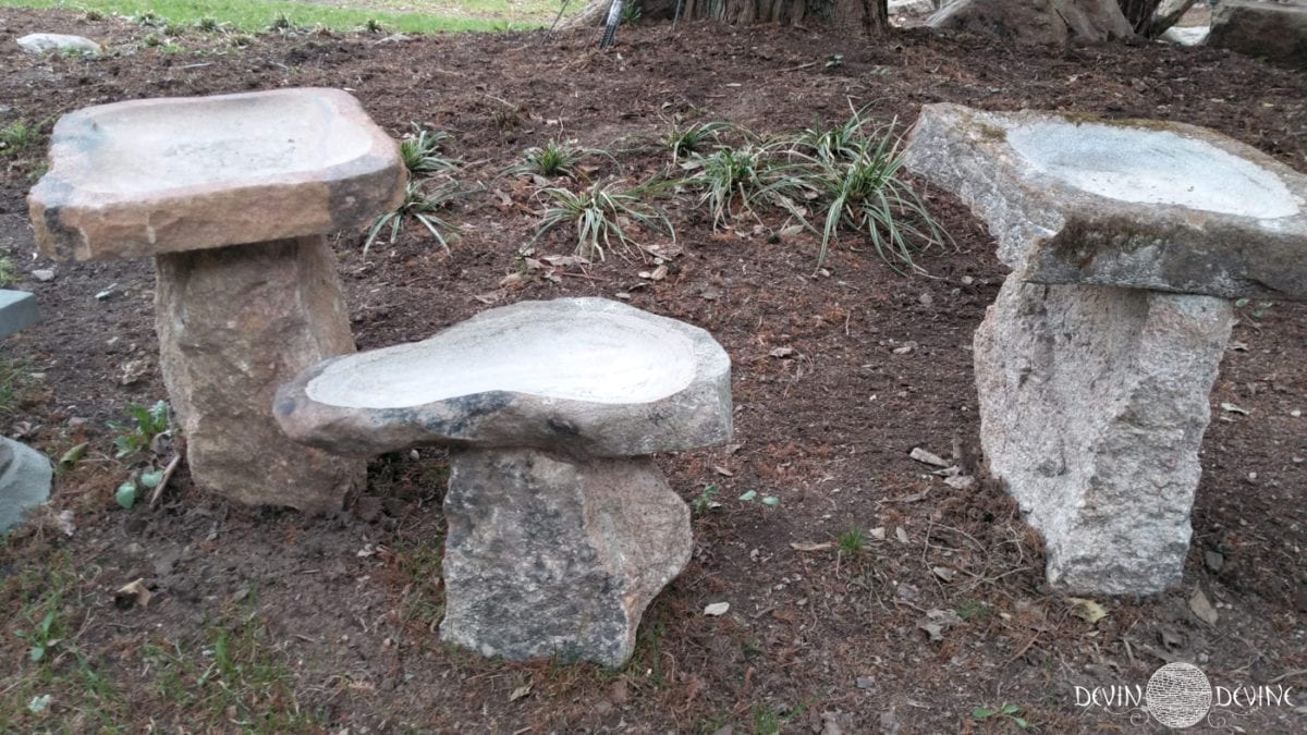 small medium and large pocono boulder bird baths