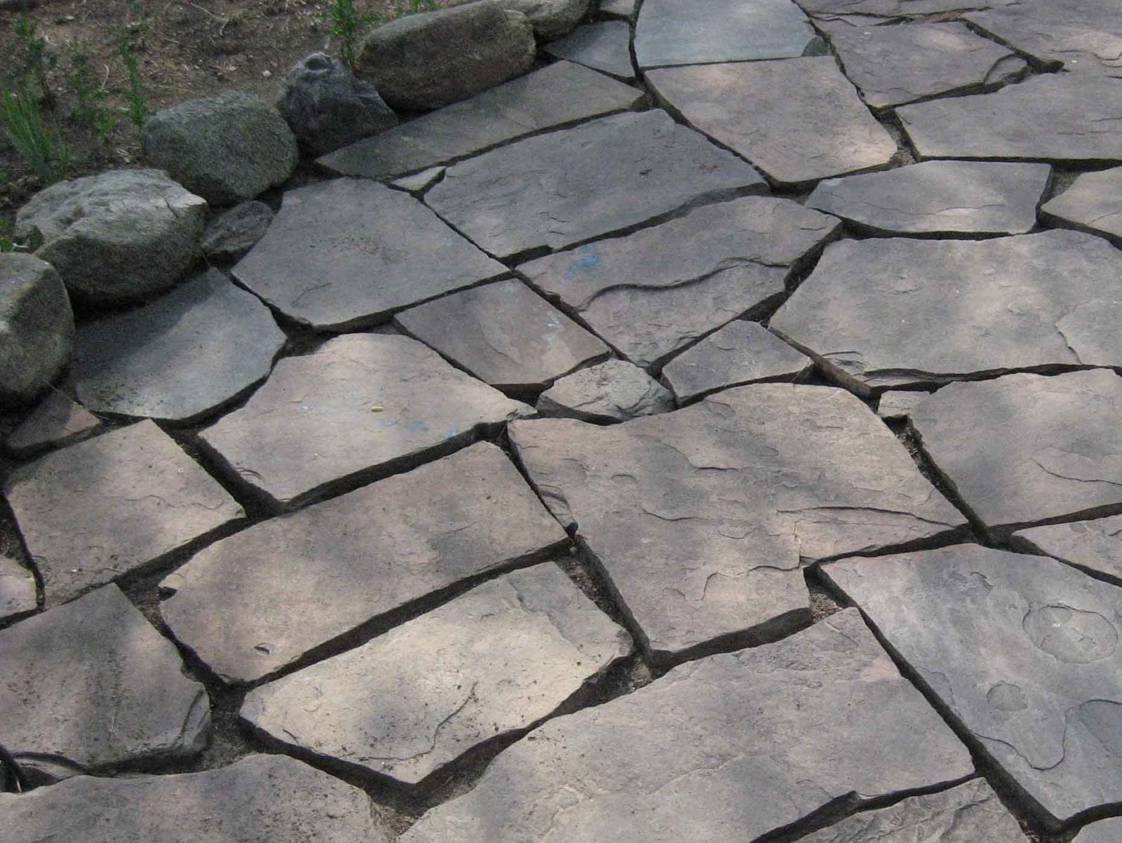 DIY flagstone installation by homeowner