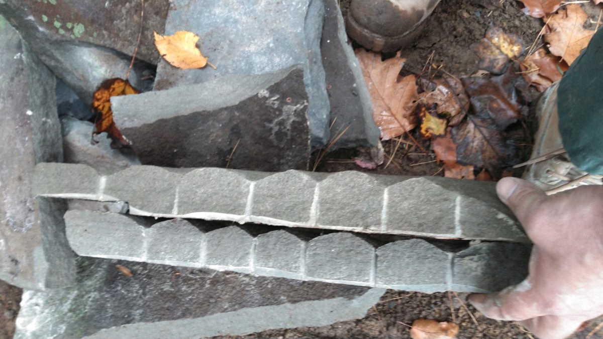 flagstone with holes drilled