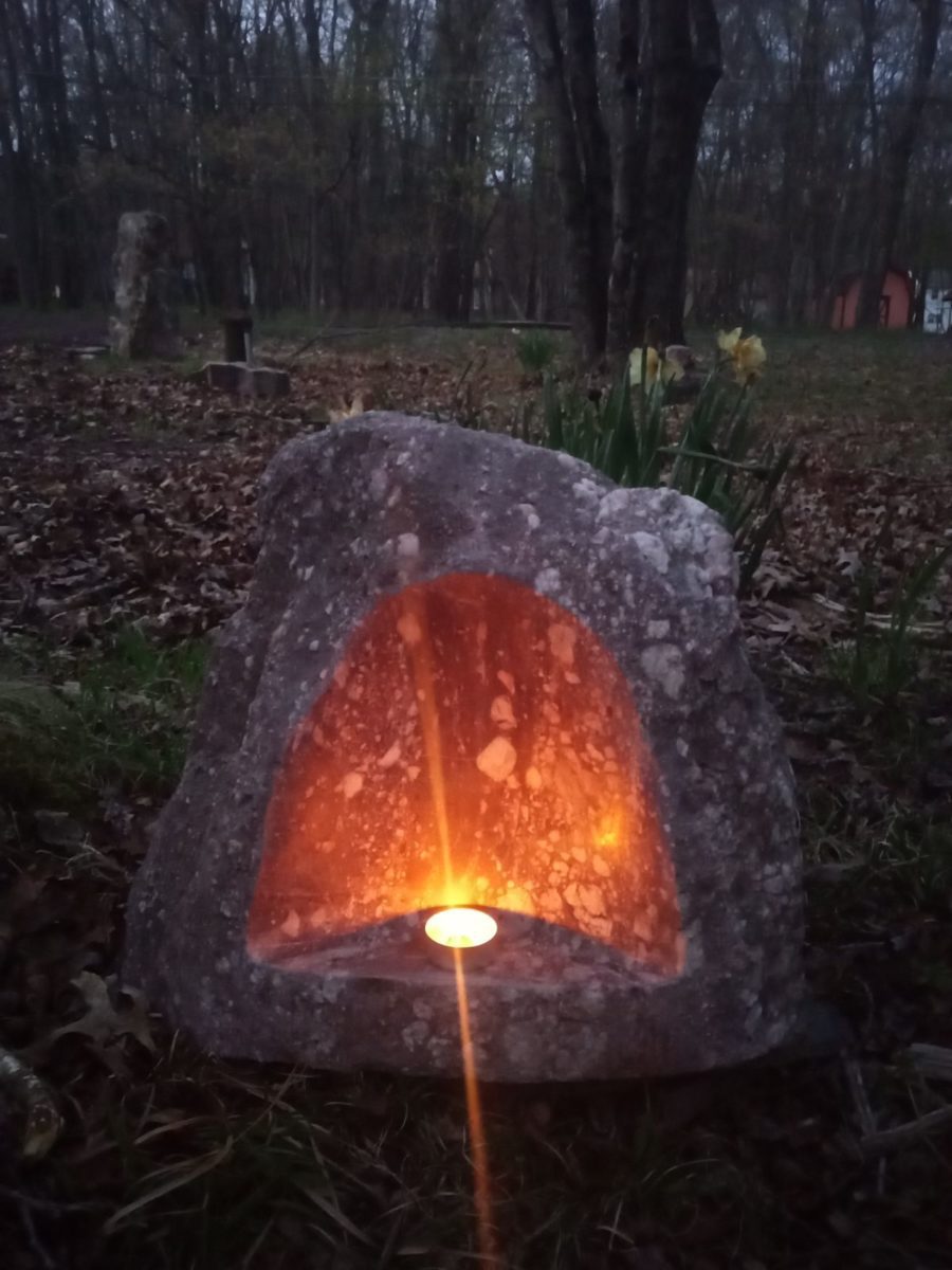 hand carved stone candle holders outdoor decor eco art