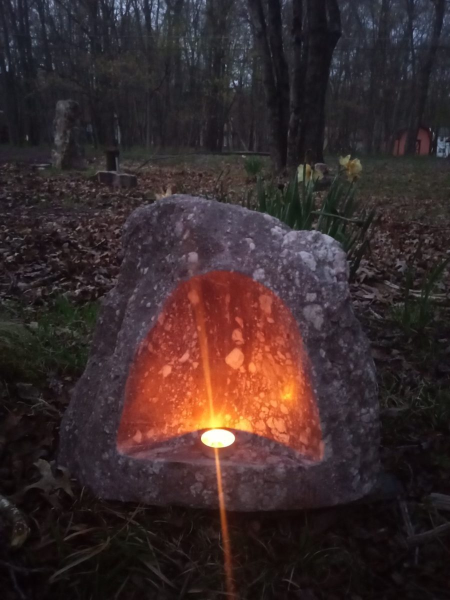 hand carved stone candle holders outdoor decor eco art