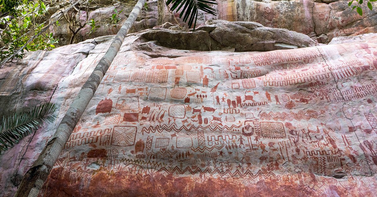 petroglyph wall in Columbia