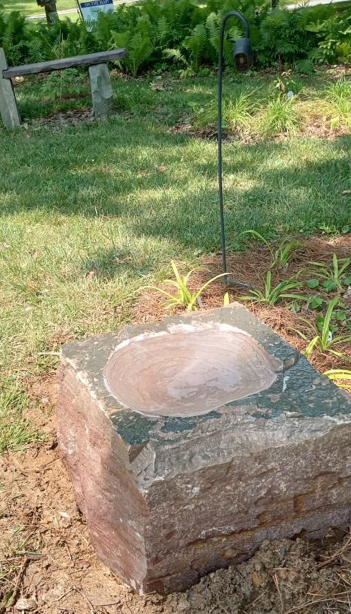 landscape feature boulder bird bath