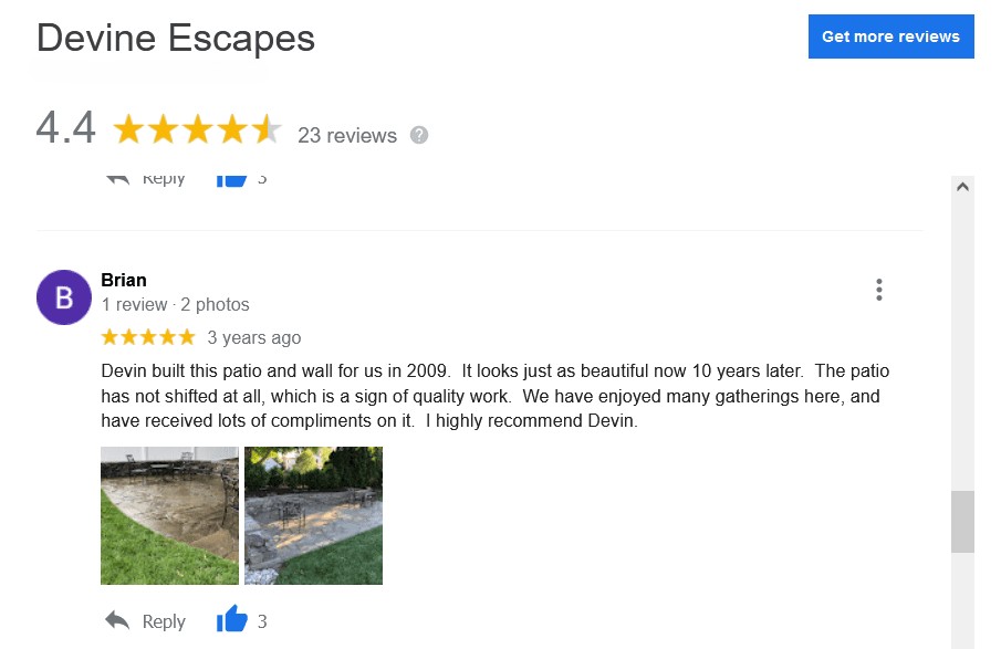 testimonial patio built with crushed stone instead of clean gravel