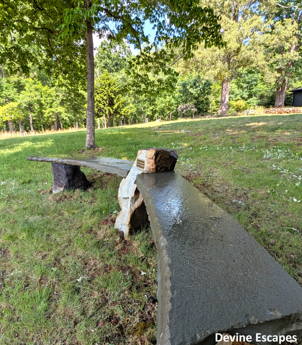 3 legged stone bench