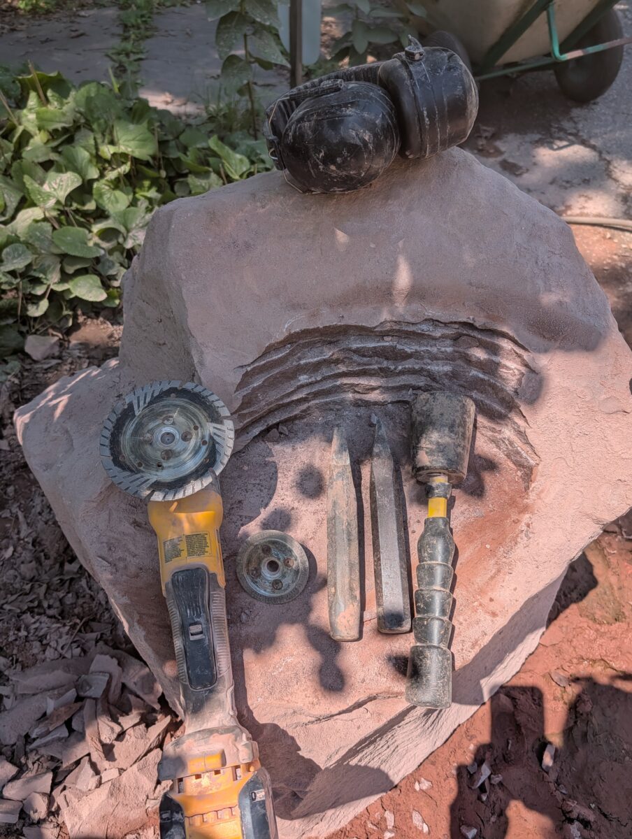 carving a functional stone sculpture chair