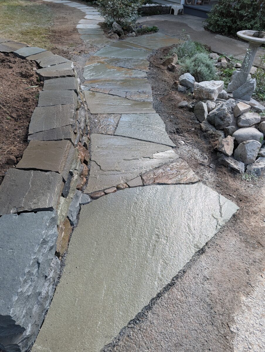 integration integrated flagstone walkway and wall