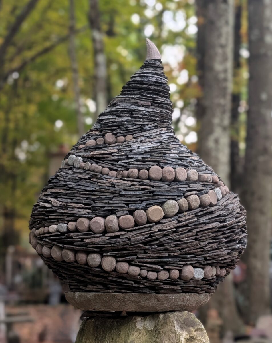 slate sculpture tear drop dry stone