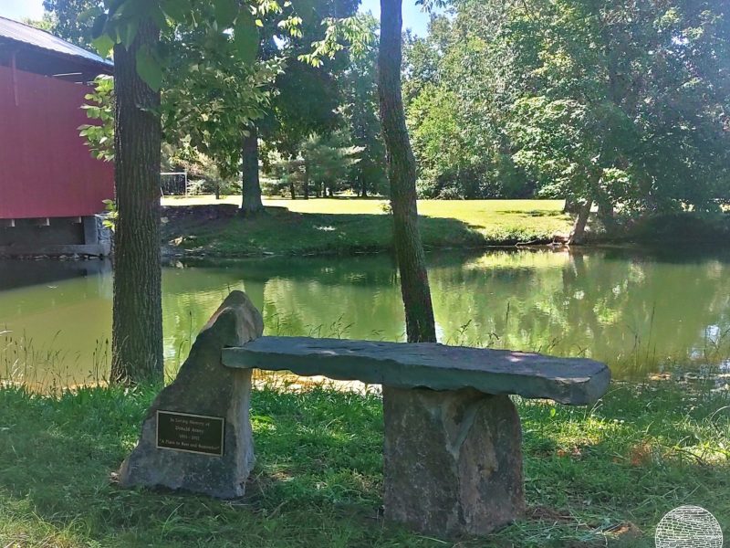 memorial bench with bronze plaque